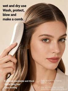 S-Shaped Nylon Hair Brush With Cushion And Ventilation Holes, Tangle-Free, Suitable For Wet And Dry Hair - Multicolor - View 8