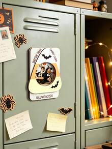 Magnetic Wooden Photo Frame, Halloween Photo Wooden Frame Decoration, Durable Wooden Home Party Gift, With Rope Hole For Easy Hanging, Halloween Souvenir, Holiday Fireplace Decoration, Fun Handmade Style - Multicolor - View 5