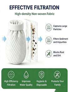 Kantong Filter Keran, Bahan Jaring Serat dengan Desain Pita Elastis, Universal untuk Air Panas dan Dingin, Menyaring Lumpur, Kerak, dan Kotoran, Kantong Filter Pemurnian Air Wastafel Rumah Tangga, Cocok untuk Penggunaan Keran Dapur dan Kamar Mandi - Menyaring - View 3