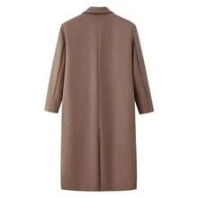 Women's Autumn/Winter Long Lapel Coat, Soft Minimalist Elegant Loose Fit Jacket - Mocha Brown - View 5