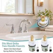 RP25513 Faucet Stem Replacement Kit Compatible With Delta Two Handle Faucets, Faucet Cartridge Repair Kit With 1/4 Turn Stop, RP4993 Seats And Springs, Hot And Cold Stem Assembly, 2 Pack - As Pic - View 4