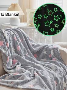 1 buah Selimut Flanel Bintang Abu-abu Bercahaya dalam Gelap, Selimut Sofa yang Lucu dan Nyaman, Selimut Tidur Siang, Selimut Dekoratif Tempat Tidur yang Lembut dan Hangat, Cocok untuk Semua Musim, Dapat Dicuci dengan Mesin - Grey - View 2