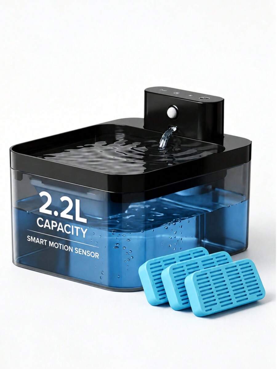 2.2L/75Oz Large Capacity Smart Pet Water Fountain, Ultra-Quiet Automatic Cat Water Dispenser, No Adapter Included, Suitable For Small And Medium Cats And Dogs Automatic Watering/Replacement Water Pump Can Be Purchased Separately - 2200ML - View 1