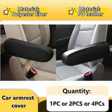 1件/2件/4件裝汽車扶手套，34cm/13.4in，聚酯纖維或PU皮革，耐磨防刮，時尚通用，適用於廂型車、轎車、巴士扶手，汽車內飾配件 - 均碼 - 查看 2