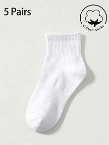 1/5/10/20 Pairs Of Women's Crew Cotton Socks,White/Black,Cute,Girls' Socks,Autumn/Winter/Spring/Summer,Soft,Random Color For Sports/Daily - Multicolor - View 15