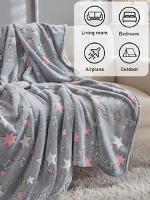 1 buah Selimut Flanel Bintang Abu-abu Bercahaya dalam Gelap, Selimut Sofa yang Lucu dan Nyaman, Selimut Tidur Siang, Selimut Dekoratif Tempat Tidur yang Lembut dan Hangat, Cocok untuk Semua Musim, Dapat Dicuci dengan Mesin - Grey - View 7