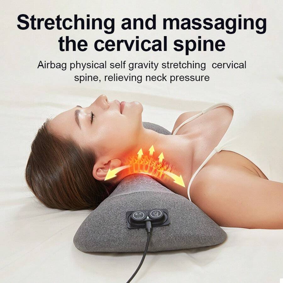 USB Powered Heated Back Massager, 3-In-1 Lumbar And Spine Support Massage Pillow With Traction Design, Back Relaxation Pad, Suitable For Home And Office - Multicolor - View 1