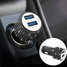 1件裝鑽石閃亮 2/4/6/8孔車用充電器，3合1充電線，快速充電，Type C、USB，車用轉接頭，USB A轉Type C、Type C轉Type C，相容手機、行車記錄器、GPS，男女適用，節日/生日禮物 - 彩色 - 查看 47