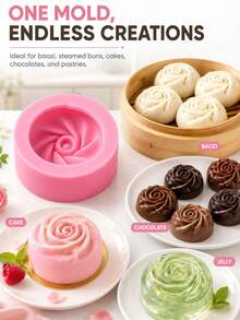 1/2pcs Silicone Dumpling Mold, Bao Buns Maker Machine, Baozi Maker Press Mold, Silicone Bun Dumpling Mold For Beginners, Homemade Manual Pastry Dumpling Wrapper Tool Pink, Easy To Demold Cake Mould, Handmade Baozi Makers - Multicolor - View 3