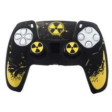 Black Red Radioactive Warning Sign Splatter Controller Skin Cover For Playstation 5 Controller, Anti-Slip Ergonomic Soft Rubber Protective Shell, RALAN 1 Controller Protector Case+2 Customised Thumb Grips Caps +Customised Stickers - View 12