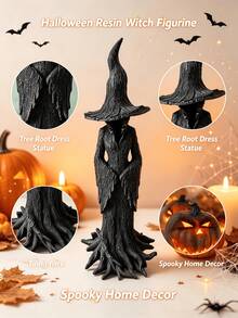 8-12 Inch Gothic Witch Statue - Hand-Painted Plastic Desktop Decor, Exquisite Witch Figure With Pointed Hat, Expressive Eyes - Multicolor - View 1