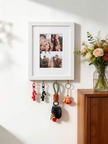 1pc Multi-Hook Photo Frame Wall Mount Hook Key Rack, Decorative Collage Photo Display Stand, Entryway Wall Decor, Home Wedding Gift - Multicolor - View 3
