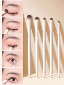 Eyeshadow Brush Set, Eyeliner Brush, Eye Detail Brush, Eye Makeup Blending Brush, Silk Brush - Beige - View 1