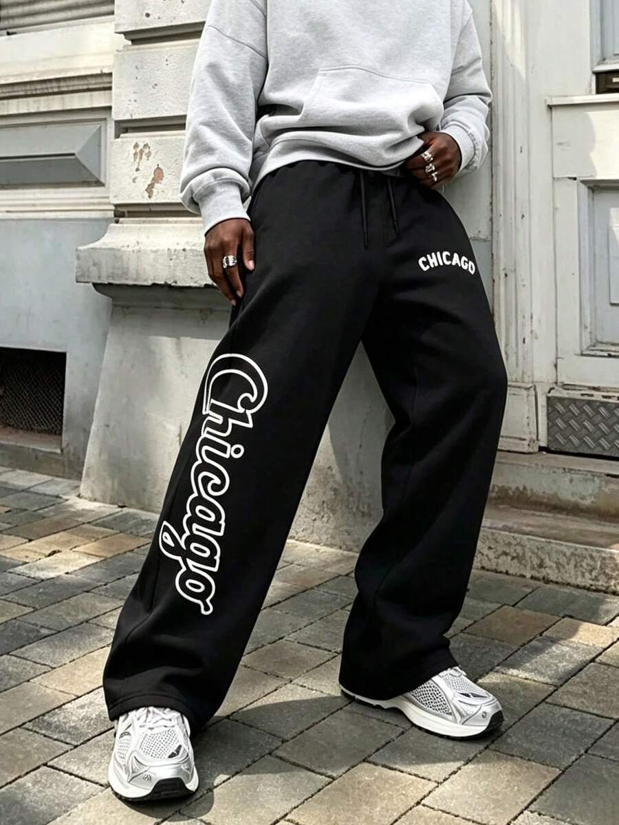 Men's Spring/Autumn Casual Fashion Straight Leg Long Pants Outdoor Sports Minimalist - Black - View 1