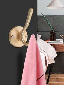 1pc Random Color Minimalist Creative Zinc Alloy Wall Hook, European Style Coat Hook For Entryway, Single Gold Design Storage - Random Color - View 3