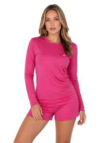 Women's Long-Sleeved T-Shirt With UV Protection SPF50 - Hot Pink - View 1