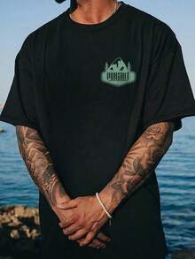 Camiseta Gráfica Mountain Pursuit% Algodón 180 g/² Cuello Redondo Transpirable Corte Regular para Aventuras al Aire Libre en Verano - Negro - Ver 3