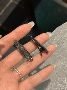 4/2pcs Black & Silver Glitter Hair Clips, Premium Bangs Clips Hairpins For Loose Hair, Small Cute Retro Hair Accessories - Multicolor - View 8