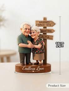 1pc Custom Personalized Photo Custom Text Couple Figurine Plaque,Cartoon Style Figure,Romantic Keepsake Decor Sign,Unique Wedding Anniversary Birthday Gift,For Husband Wife Married Partners,Perfect For Living Room Table,Cabinet Shelf Home Display - Multicolor - View 3