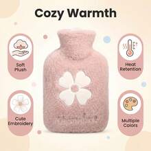 1pc 500ml Clover Plush Hot Water Bottle - Thickened Water-Fillable PVC Material, Washable Soft Plush Surface, Portable Hand And Foot, Perfect For Winter, Multiple Colors Available, Christmas, Holiday Gift - Hot Water Bottle - View 3