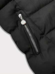 Women's Down Vest, Insulated Vest, Fitted, Zippered, Pockets. - Black - View 6