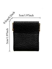 Mini IC Snap Closure Artificial Leather Jewelry Storage Bag, Mini Jewelry Bag, Soft Rectangular, Suitable For Earrings, Rings, Portable Daily Use, Ring Storage Box, Earring Leather Storage Box, Travel And Small Item Storage, With IC Snap Button, Jewelry Box - Multicolor - View 11