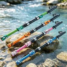 1.8m 4-Color Straight Handle Mini Portable Telescopic Fishing Rod, EVA Grip Lightweight Lure Rod, Outdoor Travel Stream Fishing Gear, Multiple Colors Available - Multicolor - View 2