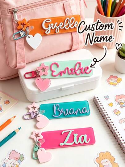 Personalized Backpack Tag | Custom Name Backpack Charm (Customizable Name/Text), Acrylic Keychain – Halloween & Christmas Gift