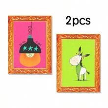 2pcs Wooden Photo Frame Refrigerator Magnets - Elegant Lady Pattern Fridge Decor, Home Decoration! - one-size - View 27