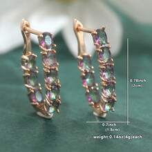Vintage Exquisite Colorful Cubic Zirconia Earrings, Perfect Jewelry Accessory For Women's Daily Wear And Dating - Rose Gold - View 5