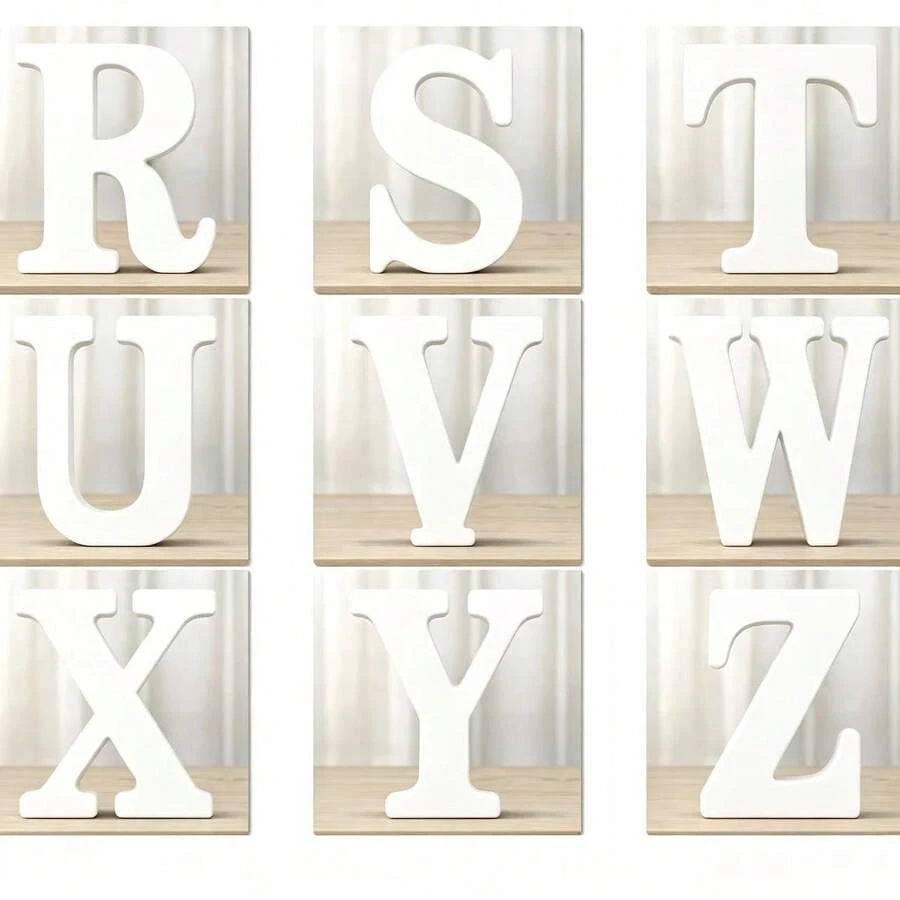 6 Inch White Wooden Letters, Unfinished Wooden Letters, Suitable For Wall Decor, Standing Decor Letters, Sliced Sign Decor, Can Be Used For Crafts, Home Party Projects, Birthdays, Graduation Ceremonies, Etc., Best Gift Choice - 1PC - View 1
