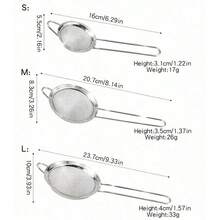 3件組不鏽鋼細網濾篩套組,舒適手柄,耐用防鏽,烘焙與廚房必備,可輕鬆過濾醬汁與麵粉 - 銀色 - 查看 15