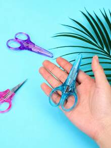 1pc Round Head Mini Safety Scissors With Protective Cover - Multi-Functional Small Scissors And Beauty Scissors, Mini Detail Craft Scissors With Precision Straight Blade And Fine Tip Design, Perfect For Paper Cutting, Scrapbooking, Handicrafts, Beauty Scissors, DIY Tools, Back To School Essentials, Travel Essentials, Office Supplies - Multicolor - View 6