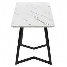 117x68cm Dining Table, (1 Piece), Metal Frame Rectangular Dining Table Made Of Modern Marble Pattern Kitchen Table With Metal Legs For Dining Room Living Room, Black/White, 117 X 68 X 75 Cm - A - View 10