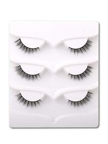 Himirell 3 Pairs Short Natural False Eyelashes, Suitable For Daily, School, Party, Holiday And Other Makeup Occasions - Black - View 7