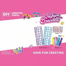 女孩 DIY 串珠手鍊手工套件 8 件組，卡通字母吊墜教育玩具，可調節裝飾手鍊，兒童生日派對禮物 - 彩色 - 查看 11