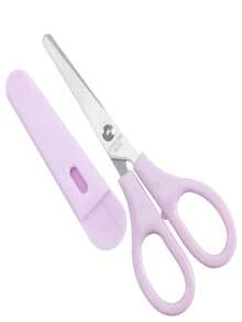 3-Color Stainless Steel Round Tip Scissors With Protective Cover, Pink, Purple And Light Blue Portable Multi-Function Scissors, Ergonomic Design, Suitable For Office, School, Home And Craft Projects, Can Cut Fabric, Paper And Metal Wire - Multicolor - View 7