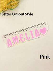 Custom A2 Size Colorful Letter Acrylic Ruler, Personalized Name, 15cm Long, Suitable For Stationery Enthusiasts, Fashionable Ruler For Birthday, Office Use, Daily Tasks And Students - Multicolor - View 6