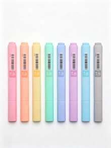 8/1pc Macaron Candy Color Oblique Tip Fluorescent Highlighter, Eye-Protection Soft Light Large Capacity Colorful Marker Pen, Highly Attractive Student Key Point Marking Stationery, Back To School Season Essential Marker Pen, Oblique Tip Wide And Narrow Dual Use For Note-Taking And Journaling, Back To School Stationery - Multicolor - View 5