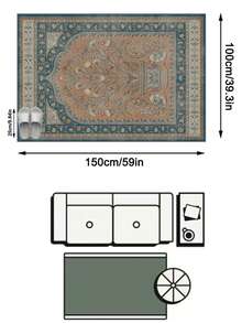 1pc American Vintage Persian Moroccan Country Classic Floral Totem - Soft Faux Cashmere Area Rug, Bathroom, Kitchen, Entrance, Hallway, Bedside, Living Room, Bedroom, All-Season Machine Washable Floor Mat, Home Decor - Multicolor - View 12