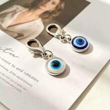 2pcs Fashion Lucky Eye Minimalist Pendant, Daily Matching Bag Charm, Keychain, Phone Strap, Couple Gift With Good Wishes And Lucky Card - Multicolor - View 4