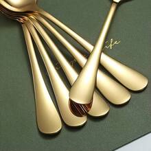 Golden Stainless Steel Spoon Set, Dessert Spoon, Coffee Spoon, Tea Spoon, Dishwasher Washable, Suitable For Home, Restaurant, Hotel, Party And Other Occasions - View 5