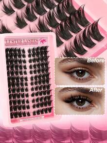 Himirell 120pcs C Curl Cat Eye Fox Eye Cluster Single Cluster False Eyelashes - Black - View 4