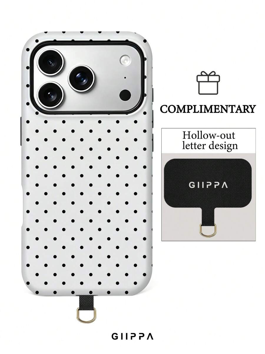GIIPPA 1套白色背景黑色波點圖案設計,Phone 17 Pro Max手機殼+平板保護套,相容於Phone 16 Pro Max、15 Pro Max、14 Pro Max,韓式高端時尚趣味手機殼,相容於11/12/13/14/15/28 Pro Max Plus,優雅設計適合男女使用,聖誕節、情人節、復活節、婚禮季和生日送給女友的完美禮物! - 白色 - 查看 1