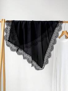 1件高級蕾絲絲綢女款頭巾，緞面純色正方形圍巾，披肩，腰部配件，腰帶，臀部遮蓋布 - 彩色 - 查看 4