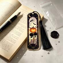 1pc Halloween Pumpkin Ghost Bat Acrylic Bookmark, Vintage Dark Gothic Style Book Lover Gift - One Size Fits All - View 1