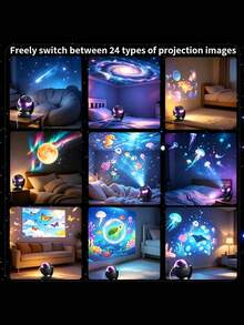1pc Creative Music Starry Sky Film Projection Lamp, Ocean Holiday Atmosphere Projector Romantic Ambient Light, Suitable For Bedroom Bedside, Living Room, Party, Home Decor, Room Decoration - Multicolor - View 8