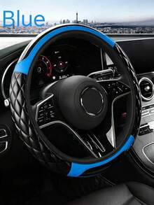 1pc Quilted PVC Leather Steering Wheel Cover, Sweat-Proof, Anti-Slip, Wear-Resistant, All-Season Universal, Fits 36-38cm (14.17-14.96in) Steering Wheels, Car Interior Accessory, Suitable For Most Car Models - Quilting - View 10