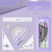 8PCS Math Geometry Drawing Set, High-Value Design, Transparent Window Box Storage, Complete Set Includes Compass, Ruler, Protractor And Other Drawing Tools, Clear And Precise Scale, Portable, Back To School, Christmas And Halloween Gift - A - View 13