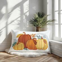 1pc Minimalist Autumn Watercolor Pumpkin Pillowcase, Skin-Friendly Peach Skin Velvet Material, Single-Sided Print 30*50/40*60CM, Suitable For Home Living Room Bedroom Sofa Decoration Cushion Cover, Autumn Harvest Pumpkin Theme Holiday Gift, No Pillow Insert - Multicolor - View 8